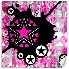 Pink Star Splatter Canvas 16  X 16  (unframed) by ArtistRoseanneJones