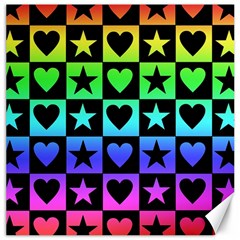 Rainbow Stars And Hearts Canvas 12  X 12  (unframed) by ArtistRoseanneJones