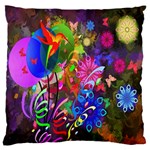 hummingbird floral  Large Flano Cushion Case (Two Sides) Back