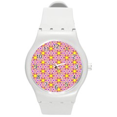 Cute Pretty Elegant Pattern Round Plastic Sport Watch (m) by GardenOfOphir