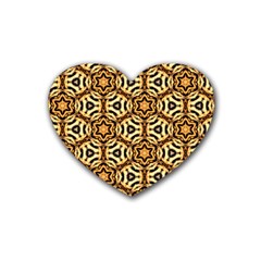 Faux Animal Print Pattern Heart Coaster (4 Pack)  by GardenOfOphir