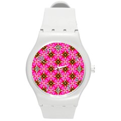 Cute Pretty Elegant Pattern Round Plastic Sport Watch (m) by GardenOfOphir