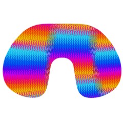 Psychedelic Rainbow Heat Waves Travel Neck Pillows by KirstenStar