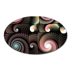 Peach Swirls On Black Oval Magnet by KirstenStar