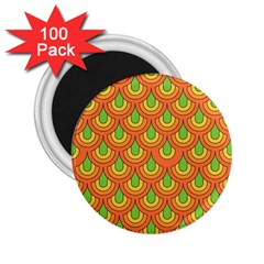 70s Green Orange Pattern 2 25  Magnets (100 Pack)  by ImpressiveMoments