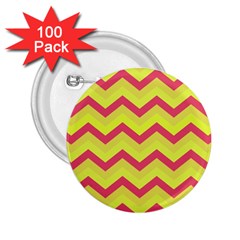 Chevron Yellow Pink 2 25  Buttons (100 Pack)  by ImpressiveMoments