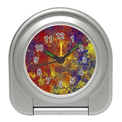 Abstract In Gold, Blue, And Red Travel Alarm Clocks by digitaldivadesigns