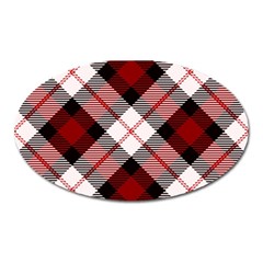 Smart Plaid Red Oval Magnet by ImpressiveMoments