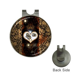 Steampunk, Awesome Heart With Clocks And Gears Hat Clips With Golf Markers by FantasyWorld7