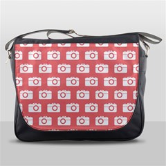 Modern Chic Vector Camera Illustration Pattern Messenger Bags by GardenOfOphir