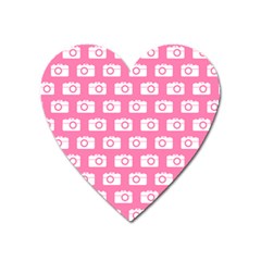 Pink Modern Chic Vector Camera Illustration Pattern Heart Magnet by GardenOfOphir