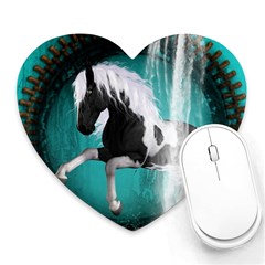 Beautiful Horse With Water Splash  Heart Mousepads by FantasyWorld7