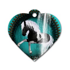 Beautiful Horse With Water Splash  Dog Tag Heart (two Sides) by FantasyWorld7