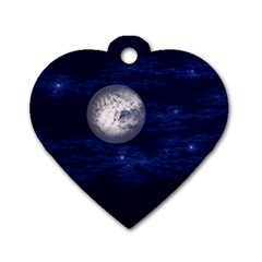 Moon And Stars Dog Tag Heart (two Sides) by digitaldivadesigns