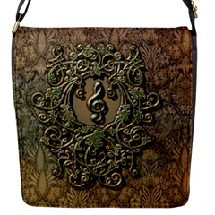 Elegant Clef With Floral Elements On A Background With Damasks Flap Messenger Bag (s) by FantasyWorld7