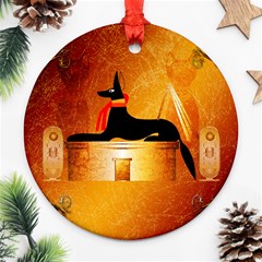 Anubis, Ancient Egyptian God Of The Dead Rituals  Ornament (round)  by FantasyWorld7