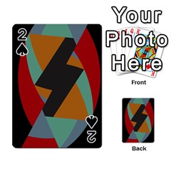 Fractal Design In Red, Soft-turquoise, Camel On Black Playing Cards 54 Designs 