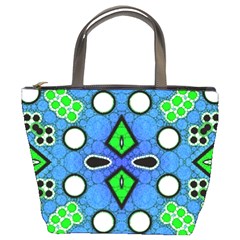 Florescent Blue Green Abstract  Bucket Bags by OCDesignss