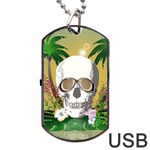 Funny Skull With Sunglasses And Palm Dog Tag USB Flash (Two Sides)  Back