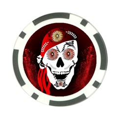 Funny Happy Skull Poker Chip Card Guards by FantasyWorld7