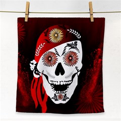 Funny Happy Skull Face Towel by FantasyWorld7