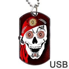 Funny Happy Skull Dog Tag Usb Flash (one Side) by FantasyWorld7