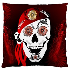 Funny Happy Skull Large Flano Cushion Cases (two Sides)  by FantasyWorld7