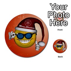 Funny Christmas Smiley With Sunglasses Multi-purpose Cards (round)  by FantasyWorld7