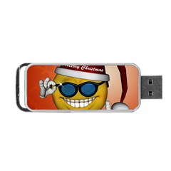 Funny Christmas Smiley With Sunglasses Portable Usb Flash (one Side) by FantasyWorld7