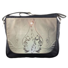 Music, Piano With Clef On Soft Background Messenger Bags by FantasyWorld7