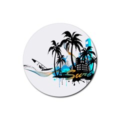 Surfing Rubber Round Coaster (4 Pack)  by EnjoymentArt