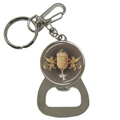 Music, Clef On A Shield With Liions And Water Splash Bottle Opener Key Chains by FantasyWorld7