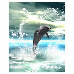 Funny Dolphin Jumping By A Heart Made Of Water Drawstring Bag (small) by FantasyWorld7