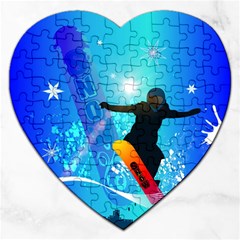 Snowboarding Jigsaw Puzzle (heart) by FantasyWorld7