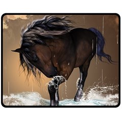 Beautiful Horse With Water Splash Fleece Blanket (medium)  by FantasyWorld7