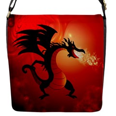 Funny, Cute Dragon With Fire Flap Messenger Bag (s) by FantasyWorld7