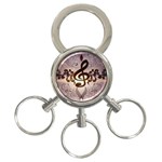 Music, Wonderful Clef With Floral Elements 3-Ring Key Chains Front