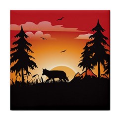 The Lonely Wolf In The Sunset Face Towel by FantasyWorld7