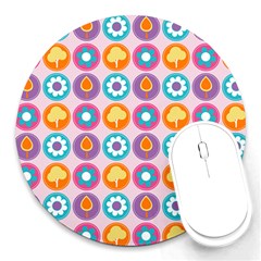 Chic Floral Pattern Round Mousepads by GardenOfOphir