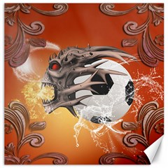 Soccer With Skull And Fire And Water Splash Canvas 16  X 16   by FantasyWorld7