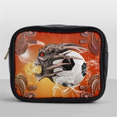 Soccer With Skull And Fire And Water Splash Mini Toiletries Bags by FantasyWorld7