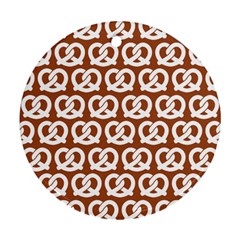 Brown Pretzel Illustrations Pattern Ornament (round)  by GardenOfOphir