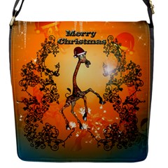 Funny, Cute Christmas Giraffe Flap Messenger Bag (s) by FantasyWorld7