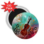 Violin With Violin Bow And Key Notes 2.25  Magnets (100 pack)  Front