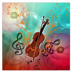 Violin With Violin Bow And Key Notes Large Satin Scarf (square) by FantasyWorld7