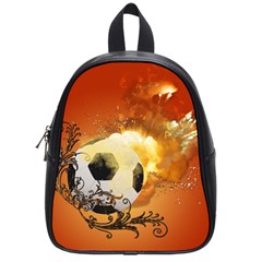 Soccer With Fire And Flame And Floral Elelements School Bags (small)  by FantasyWorld7