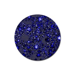 Sci Fi Fantasy Cosmos Blue Rubber Coaster (round)  by ImpressiveMoments