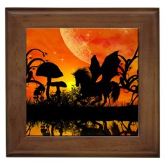 Beautiful Unicorn Silhouette In The Sunset Framed Tiles by FantasyWorld7