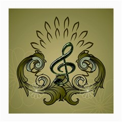 Decorative Clef With Damask In Soft Green Medium Glasses Cloth (2-side) by FantasyWorld7