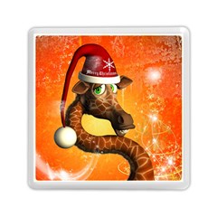 Funny Cute Christmas Giraffe With Christmas Hat Memory Card Reader (square)  by FantasyWorld7